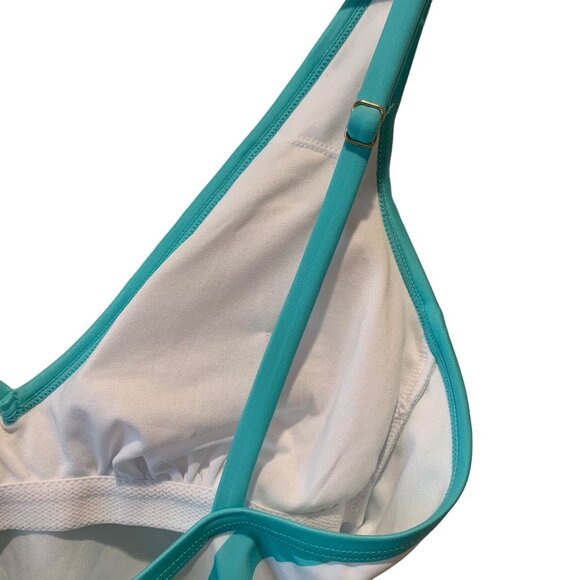 Kona Sol One Piece Green Stripe Print V-Neck Adjustable Bathing Suit S - Picture 7 of 10